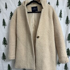 American Eagle Outfitters Cream Teddy Jacket